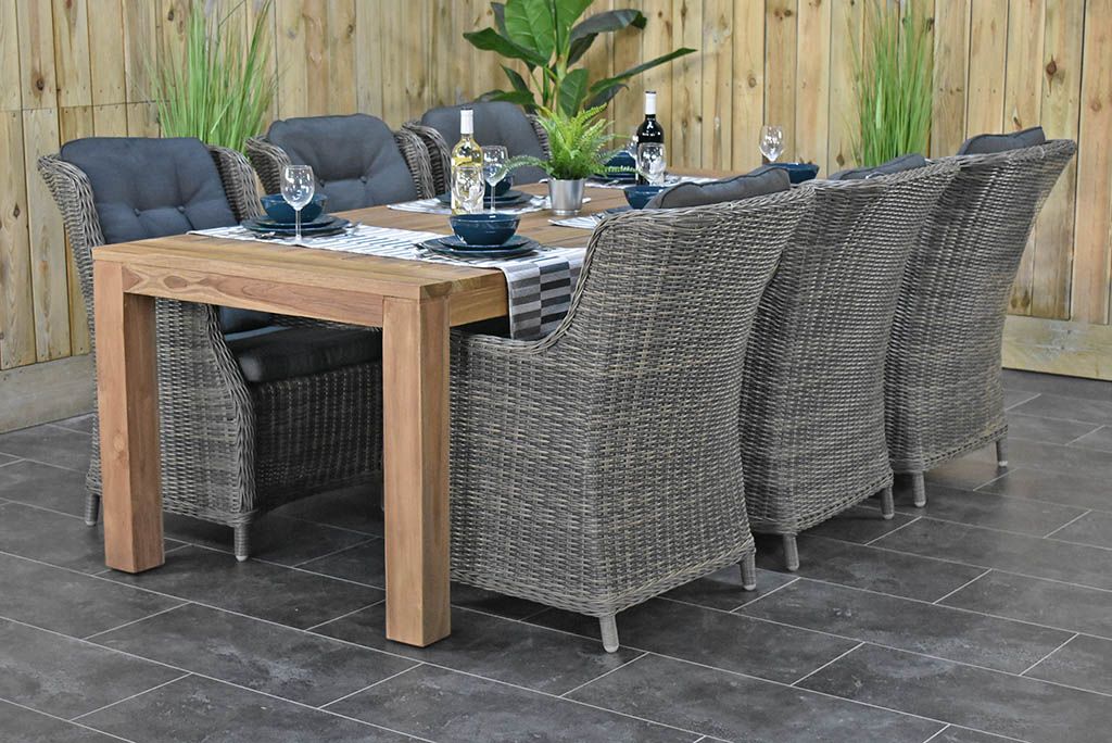 Cancun-Darwin Gartenmöbel-Set für 6 Personen – Teak / Kobo Grey