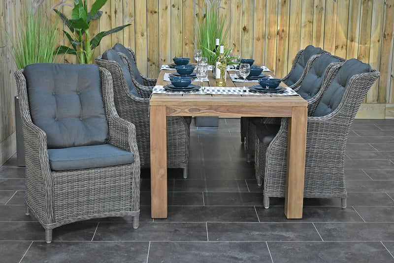 Cancun-Darwin Gartenmöbel-Set für 6 Personen – Teak / Kobo Grey