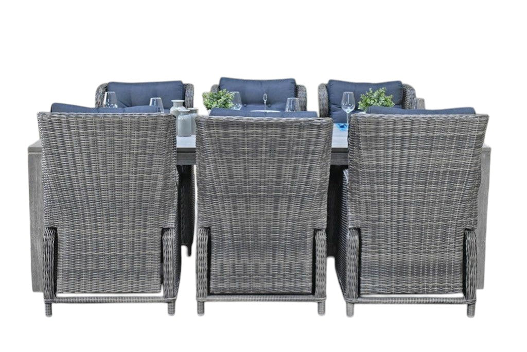 Cancun-Barcelona verstelbare Tuinset 6 Personen - Acacia / Kobo Grey