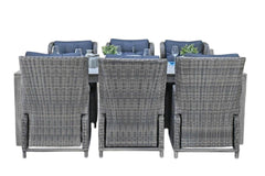 Cancun-Barcelona verstelbare Tuinset 6 Personen - Acacia / Kobo Grey