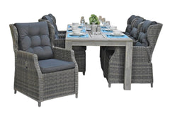 Cancun-Barcelona verstelbare Tuinset 6 Personen - Acacia / Kobo Grey