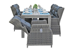 Cancun-Barcelona verstelbare Tuinset 6 Personen - Acacia / Kobo Grey