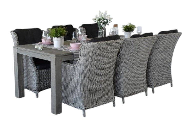 Cancun-Darwin Tuinset 6 Personen - Acacia / Light Kobo Grey