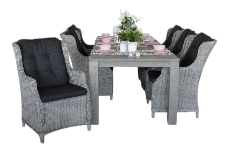 Cancun-Darwin Tuinset 6 Personen - Acacia / Light Kobo Grey