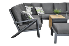 Carini Hoek Loungeset - Black / Vuurtafel