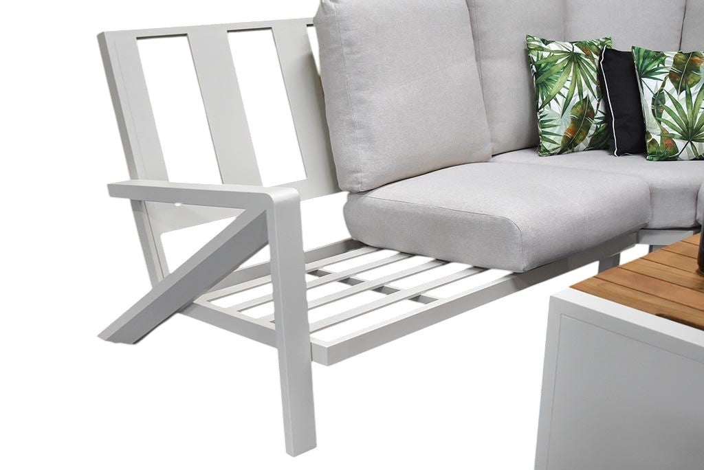 Carini Hoek Loungeset - White / Vuurtafel