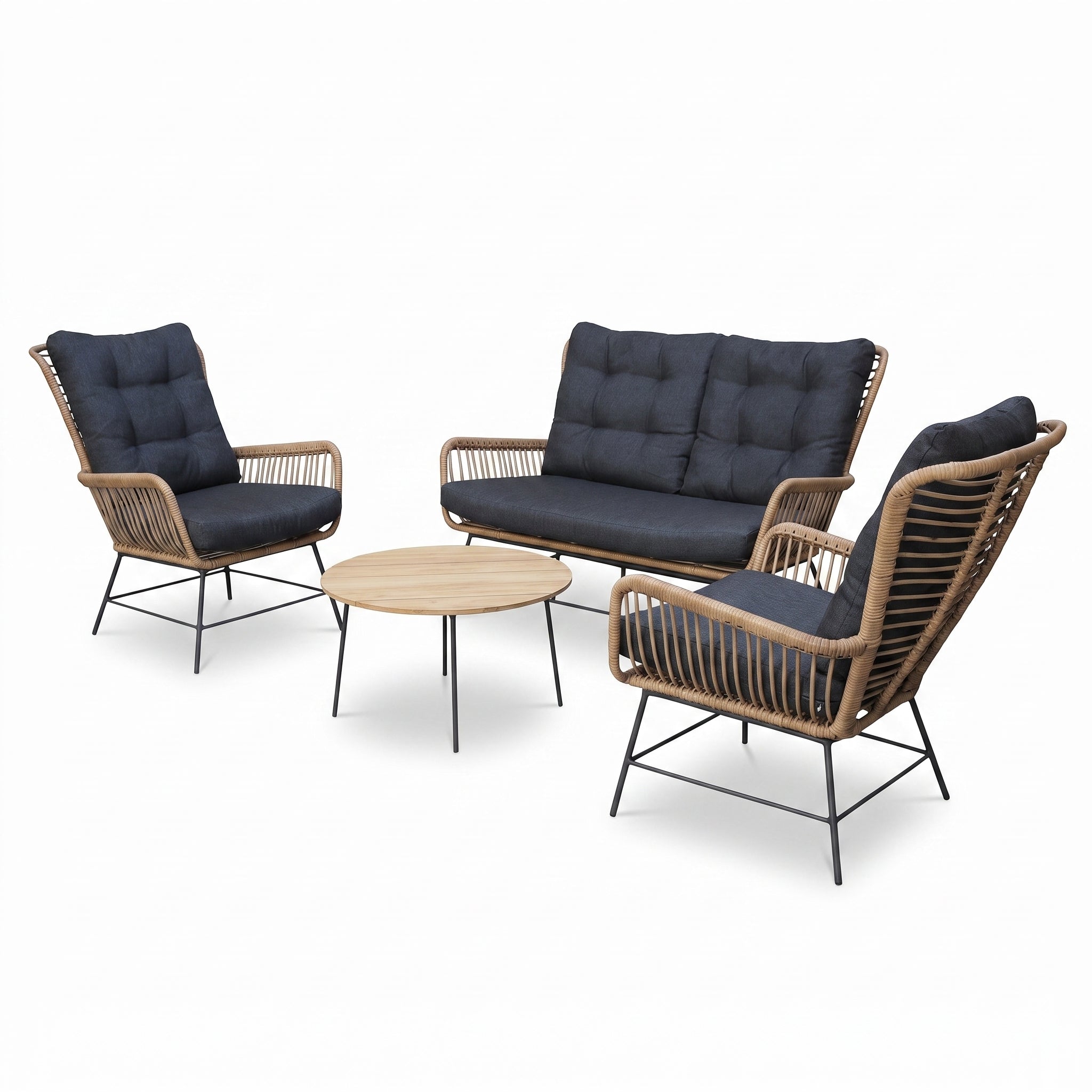 Carlton Loungeset 2-zits + 2 stoelen - Bamboo / Bamboo in einem stimmungsvollen Garten - Outnest Gartenmöbel