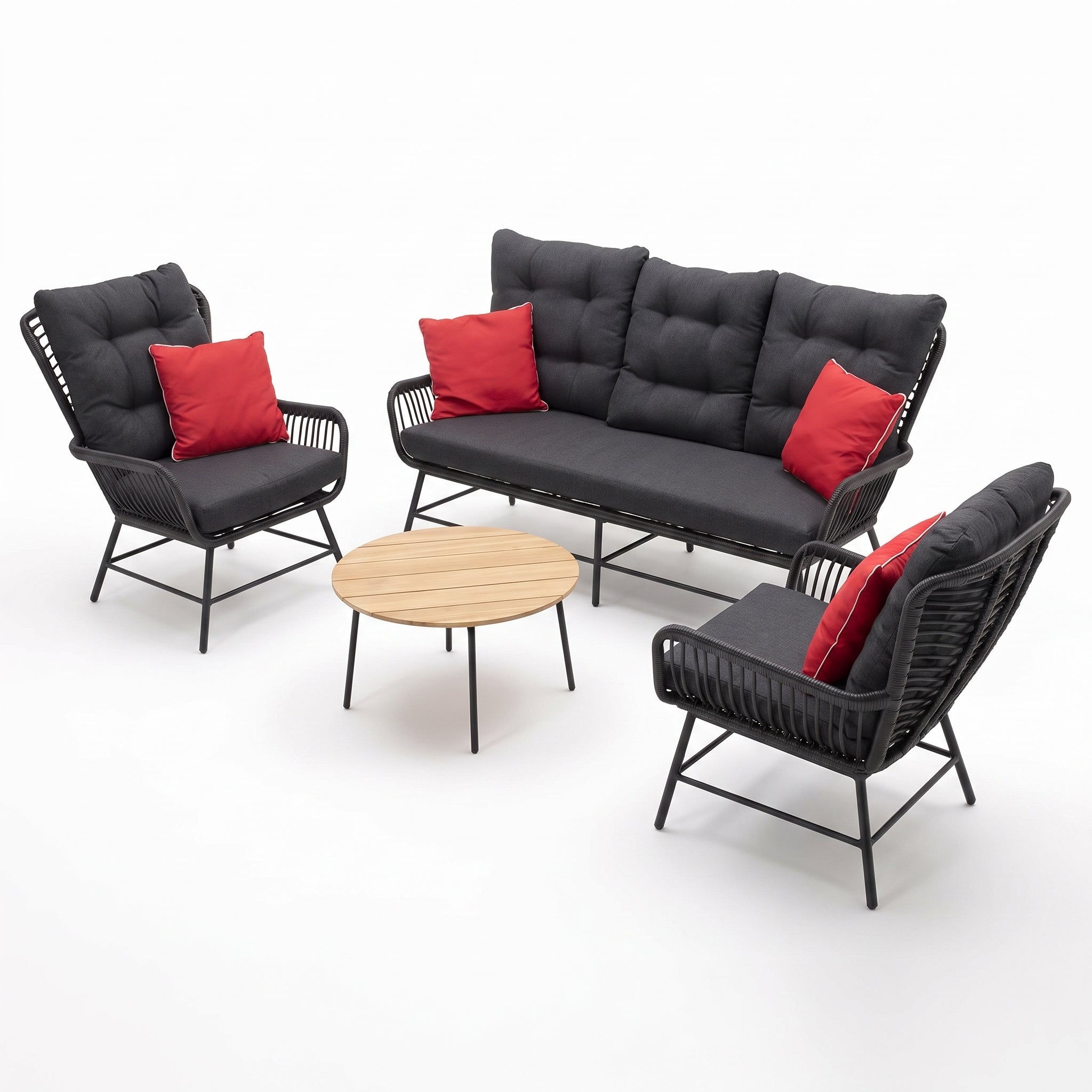 Carlton Loungeset 3-Sitzer Teak Charcoal - Studiofoto - Outnest
