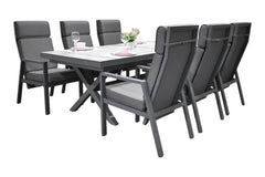Costana-Birmingham Verstelbare Tuinset 6 Personen - Keramisch blad / Dark Grey