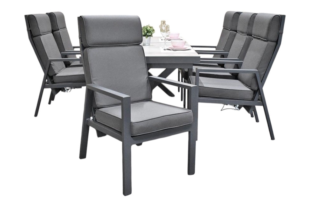 Costana-Birmingham Verstelbare Tuinset 6 Personen - Keramisch blad / Dark Grey