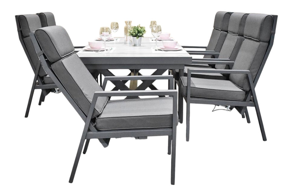 Costana-Birmingham Verstelbare Tuinset 6 Personen - Keramisch blad / Dark Grey