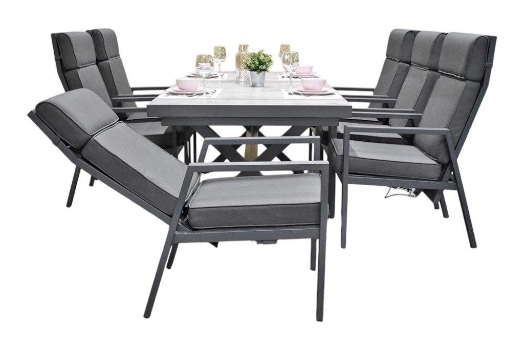 Costana-Birmingham Verstelbare Tuinset 6 Personen - Keramisch blad / Dark Grey