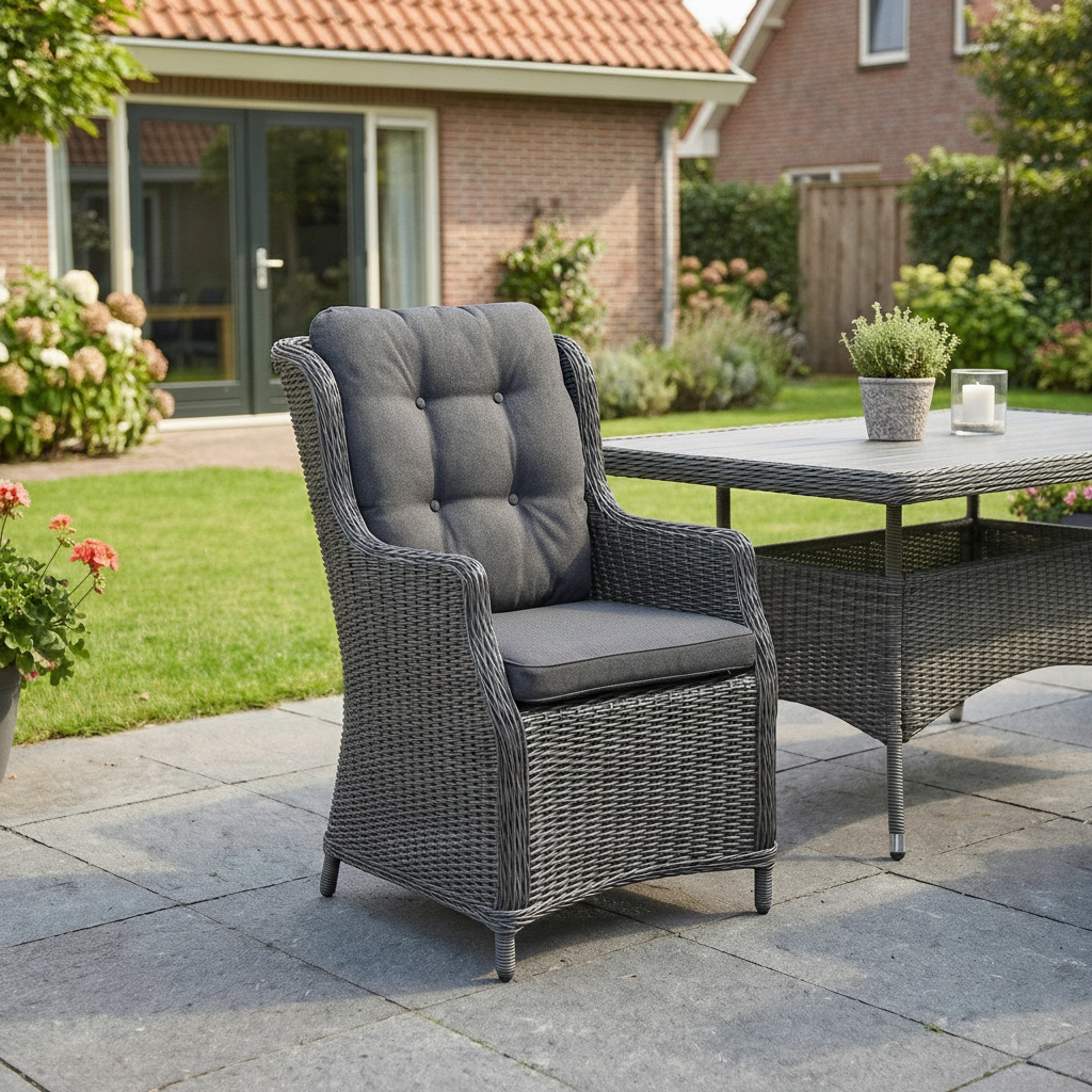 Darwin Tuinstoel | Dining - Rock Grey in einem stimmungsvollen Garten - Outnest Gartenmöbel