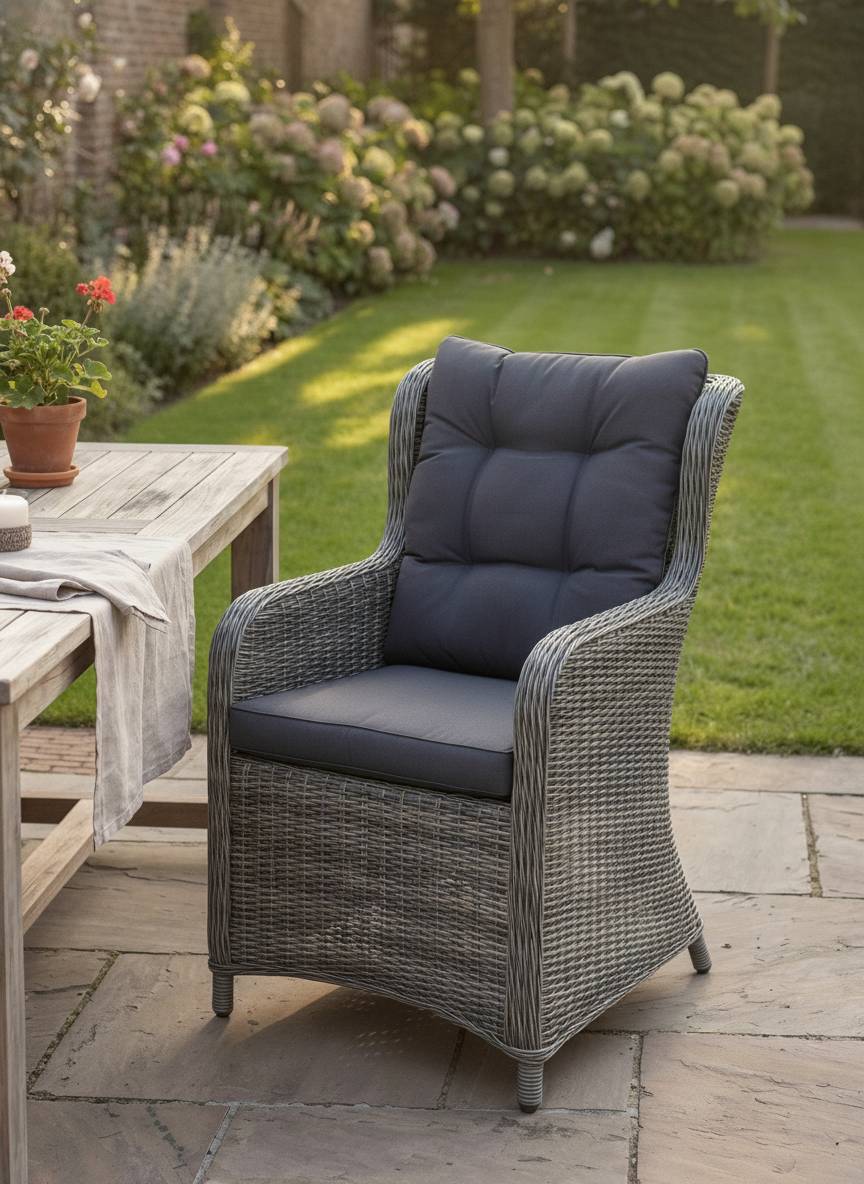 Delano Tuinstoel | Dining - Kobo Grey in einem stimmungsvollen Garten - Outnest Gartenmöbel