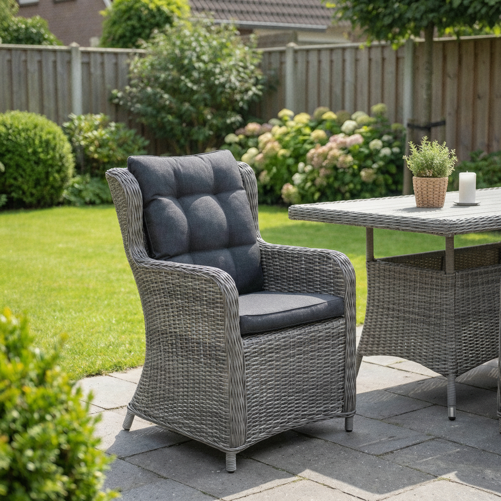 Delano Tuinstoel | Dining - Natural Grey in einem stimmungsvollen Garten - Outnest Gartenmöbel