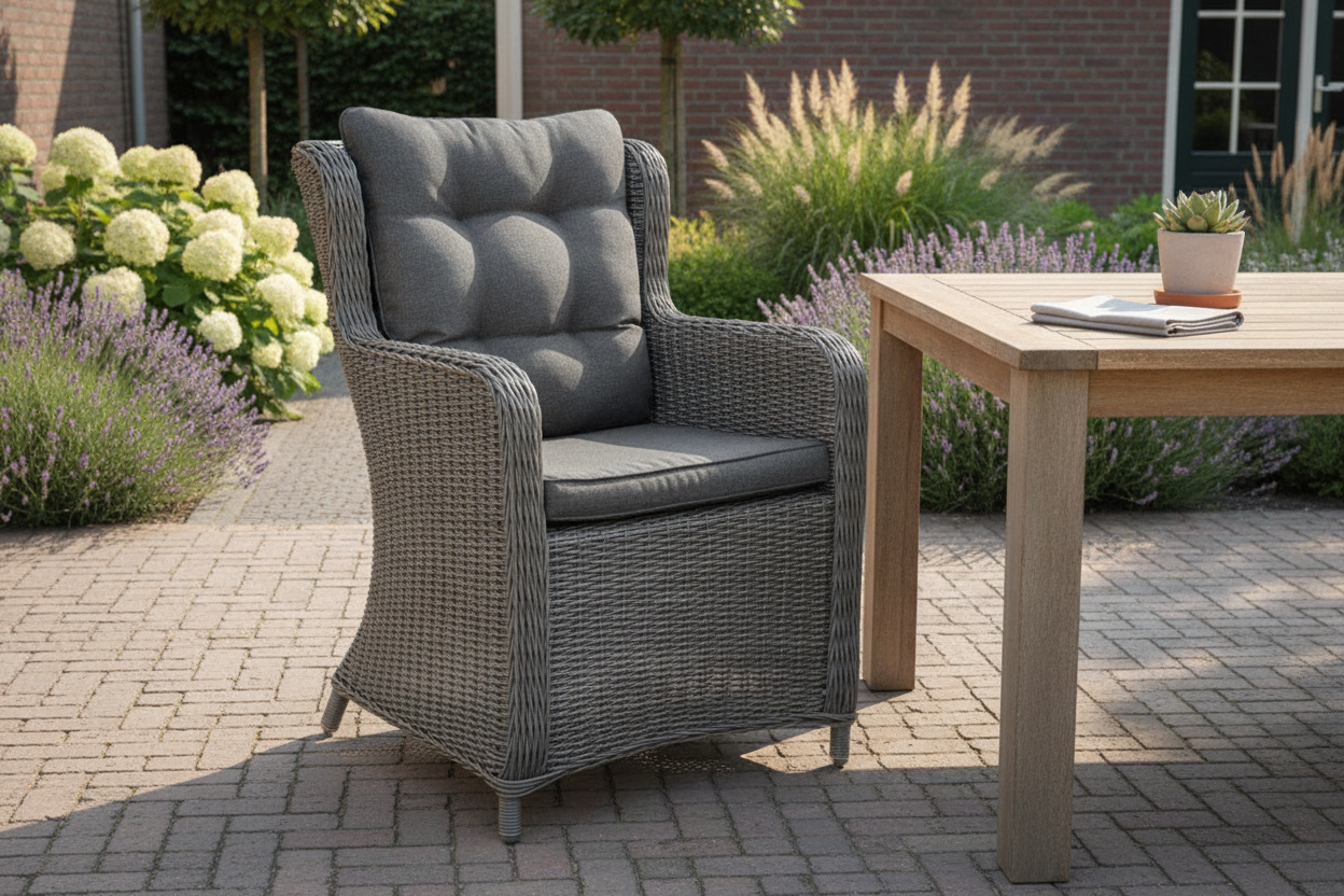 Delano Tuinstoel | Dining - Rock Grey in einem stimmungsvollen Garten - Outnest Gartenmöbel