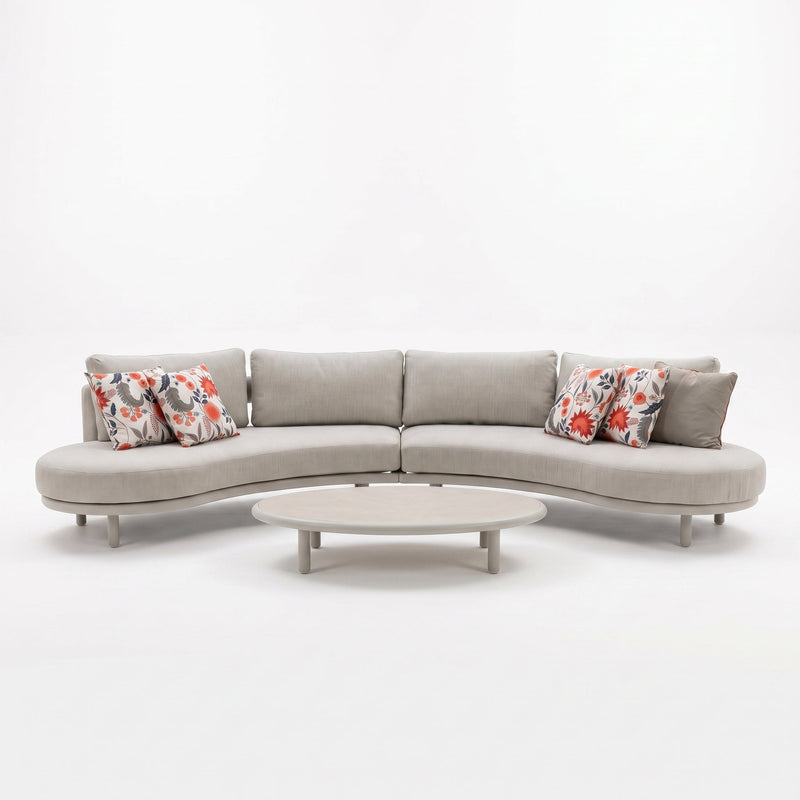 Elis Hoek Loungeset - Beige in einem stimmungsvollen Garten - Outnest Gartenmöbel
