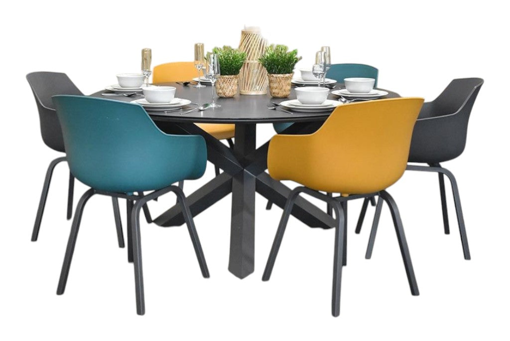 Firenze-Bristol Tuinset 6 Personen - 2X Anthracite - 2X Yellow - 2X Green