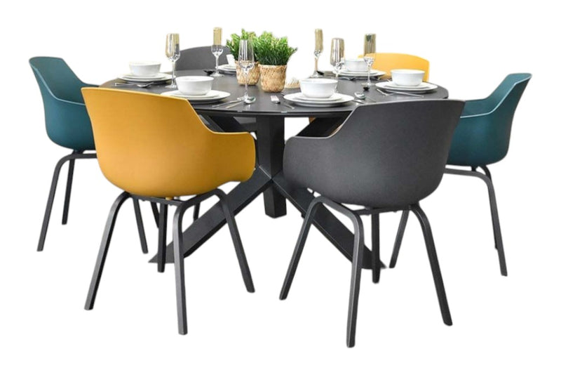 Firenze-Bristol Tuinset 6 Personen - 2X Anthracite - 2X Yellow - 2X Green