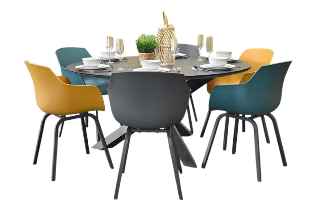 Firenze-Bristol Tuinset 6 Personen - 2X Anthracite - 2X Yellow - 2X Green