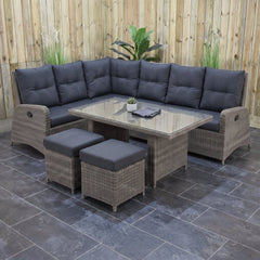 Florida Verstelbare Dining Loungeset Hoekbank - Kobo Grey / Hoge tafel in einem stimmungsvollen Garten - Outnest Gartenmöbel
