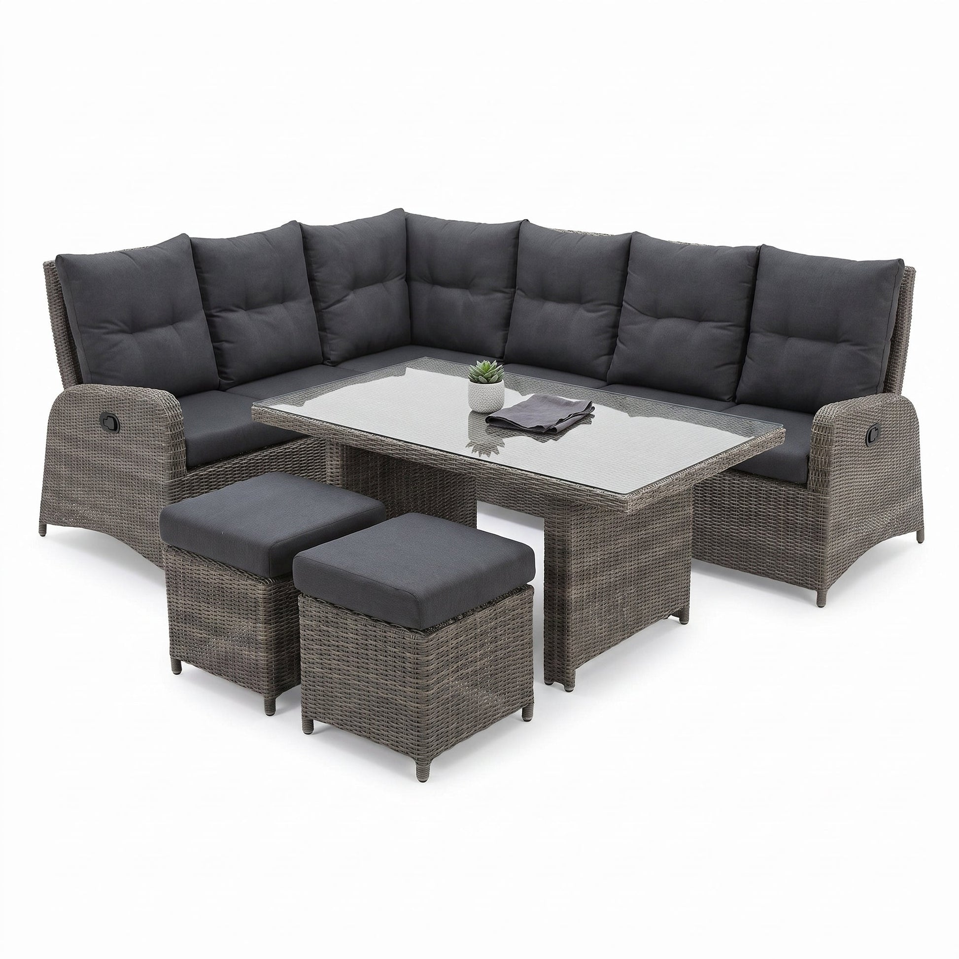 Florida Verstelbare Dining Loungeset Hoekbank - Kobo Grey / Hoge tafel in einem stimmungsvollen Garten - Outnest Gartenmöbel
