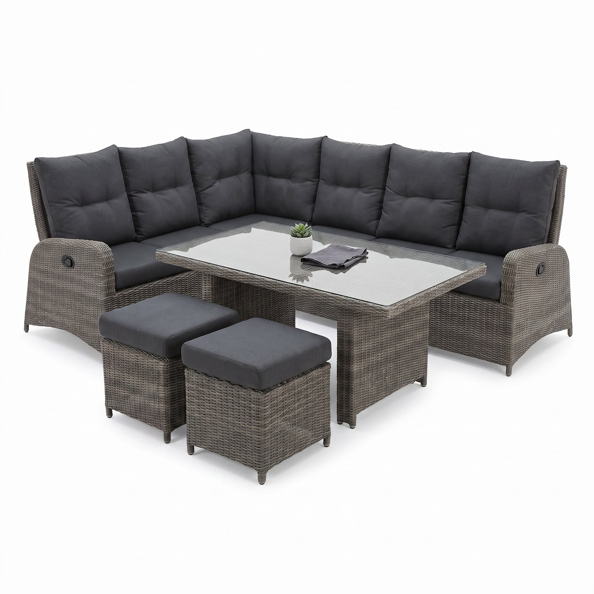 Florida Verstelbare Dining Loungeset Hoekbank - Kobo Grey / Hoge tafel in einem stimmungsvollen Garten - Outnest Gartenmöbel