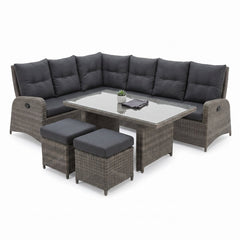 Florida Verstelbare Dining Loungeset Hoekbank - Kobo Grey / Hoge tafel in einem stimmungsvollen Garten - Outnest Gartenmöbel