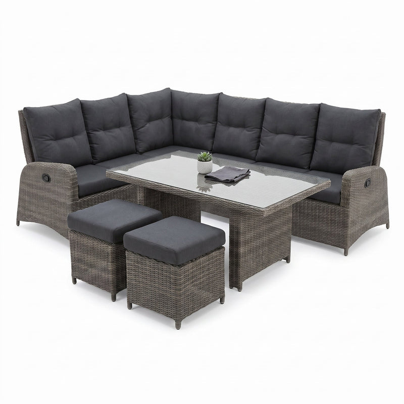 Florida Verstelbare Dining Loungeset Hoekbank - Kobo Grey / Hoge tafel in einem stimmungsvollen Garten - Outnest Gartenmöbel