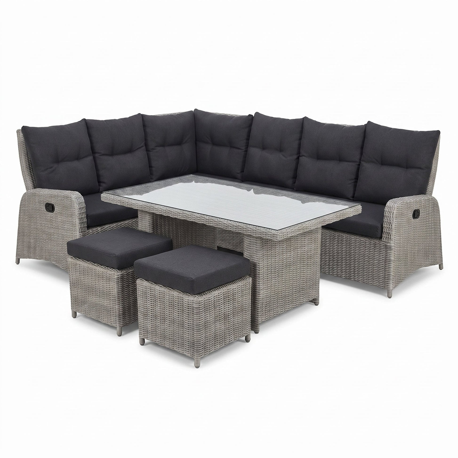 Florida Verstelbare Dining Loungeset Hoekbank - Light Kobo Grey / Hoge tafel in einem stimmungsvollen Garten - Outnest