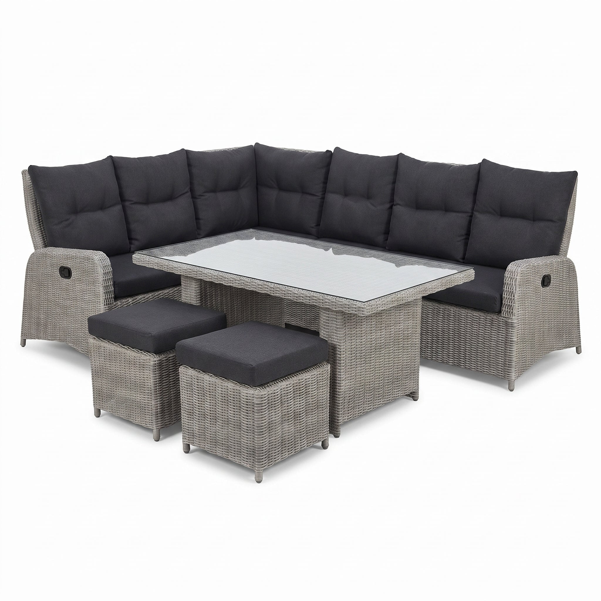 Florida Verstelbare Dining Loungeset Hoekbank - Light Kobo Grey / Hoge tafel in einem stimmungsvollen Garten - Outnest