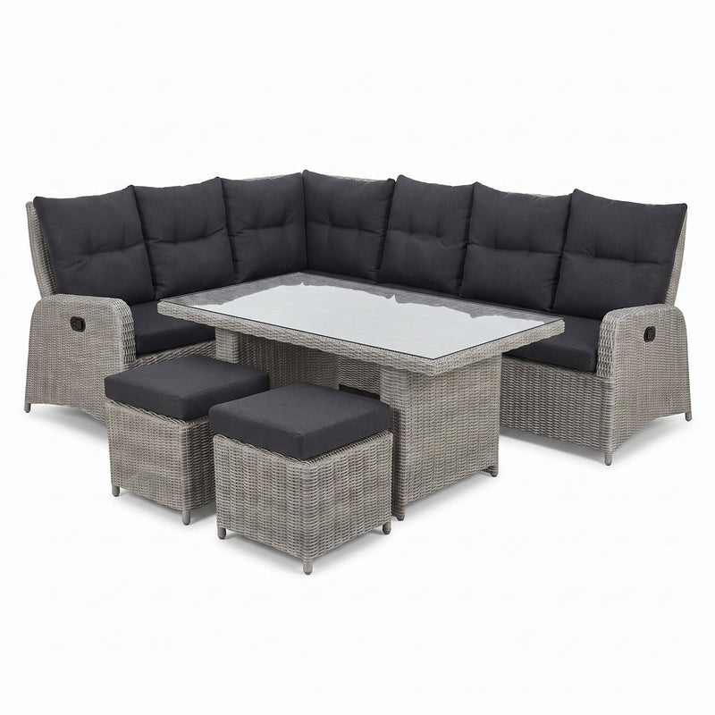 Florida Verstelbare Dining Loungeset Hoekbank - Light Kobo Grey / Hoge tafel in einem stimmungsvollen Garten - Outnest
