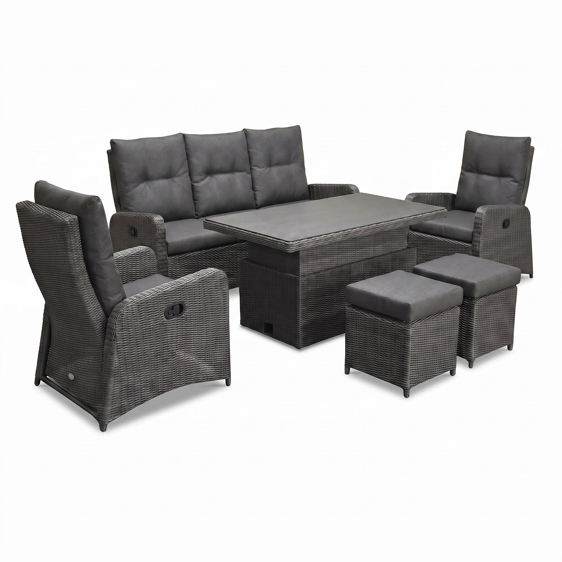 Florida Verstelbare Dining Loungeset - Rock Grey in einem stimmungsvollen Garten - Outnest Gartenmöbel