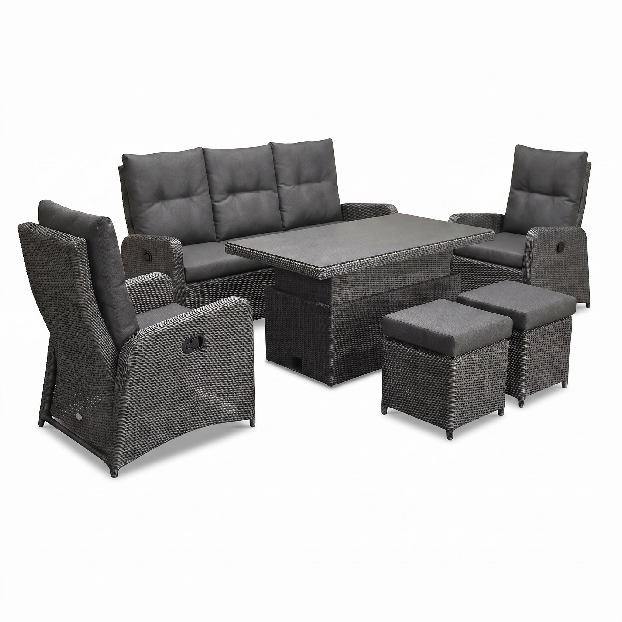 Florida Verstelbare Dining Loungeset - Rock Grey in einem stimmungsvollen Garten - Outnest Gartenmöbel