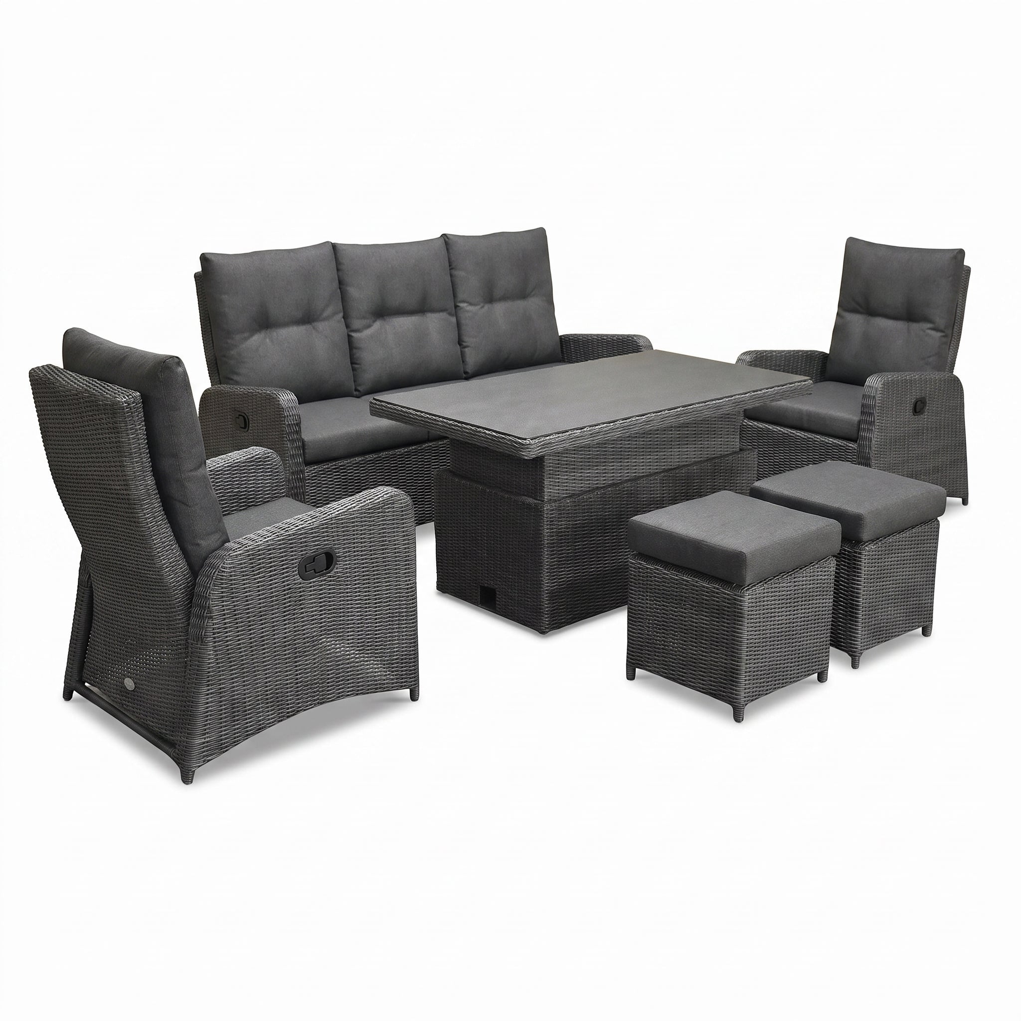 Florida Verstelbare Dining Loungeset - Rock Grey in einem stimmungsvollen Garten - Outnest Gartenmöbel