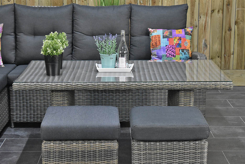 Florida Verstelbare Dining Loungeset Hoekbank Kobo Grey tafel detail