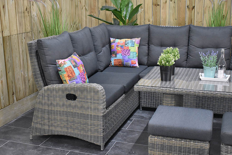 Florida Verstelbare Dining Loungeset Hoekbank Kobo Grey krukjes detail