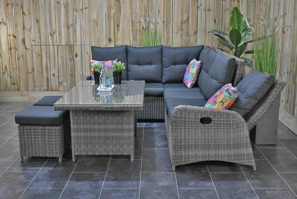 Florida Verstelbare Dining Loungeset Hoekbank Kobo Grey compleet sfeerbeeld