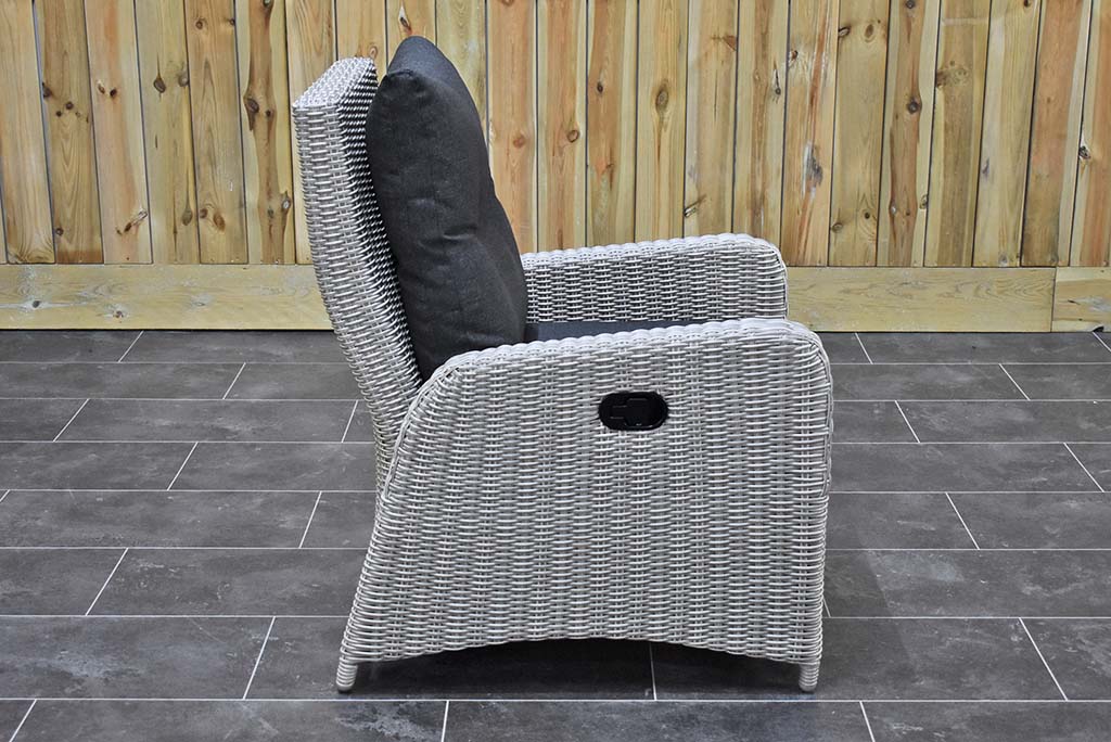 Florida Lounge Tuinstoel Light Kobo Grey achteraanzicht met verstelbare rugleuning
