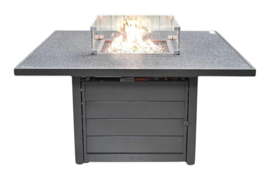 Madrid Verstelbare Dining Loungeset 4 Personen - Spraystone / Kobo Grey / Vuurtafel 120 cm