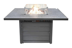 Madrid Verstelbare Dining Loungeset 4 Personen - Spraystone / Light Kobo Grey / Vuurtafel 120 cm