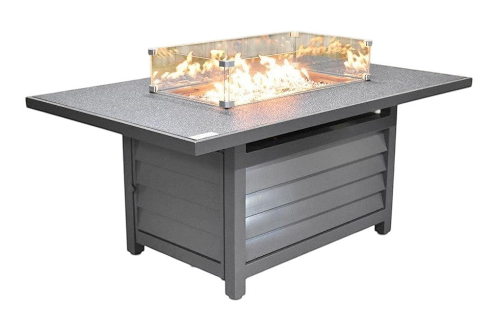 Madrid Verstelbare Dining Loungeset 4 Personen - Spraystone / Kobo Grey / Vuurtafel 150 cm