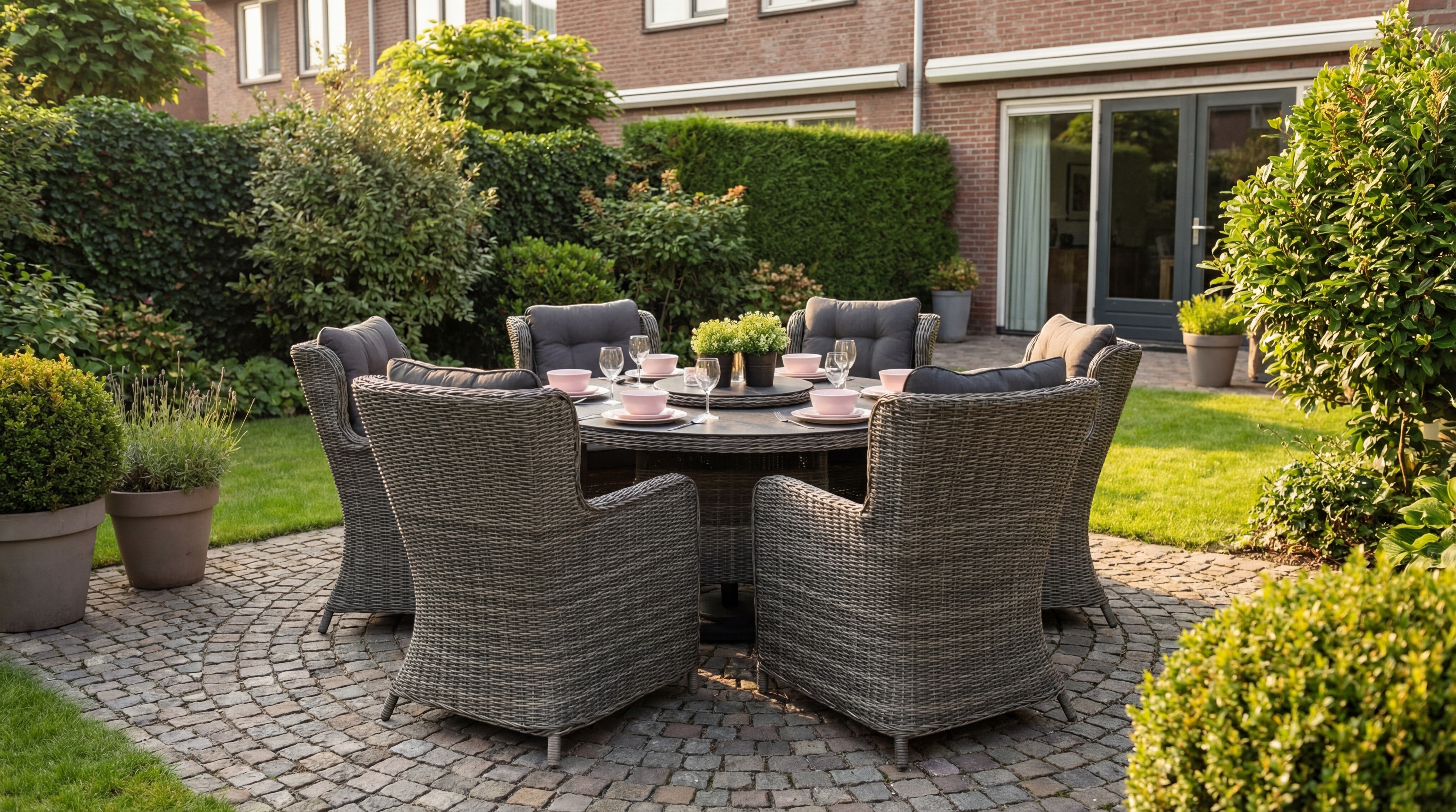 Rio-Delano Gartenset 6 Personen - Spraystone / Kobo Grey