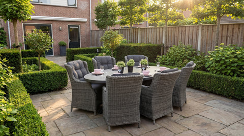 Akron-Darwin Polyrattan Gartenmöbel Set 6 Pers. - Keramikplatte / Kobo Grey