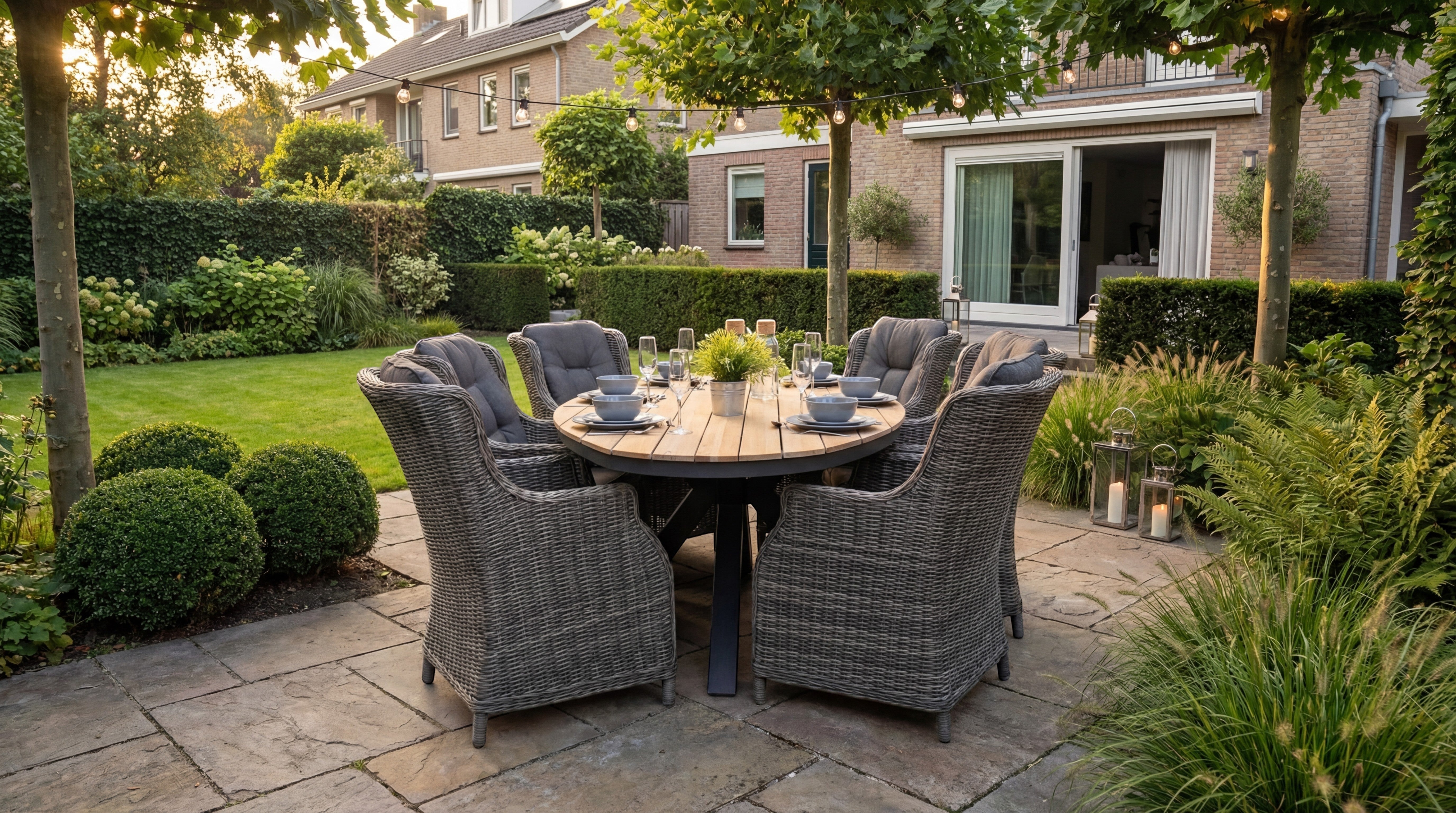 Akron-Darwin Gartenset 6 Personen - Teak / Kobo Grey