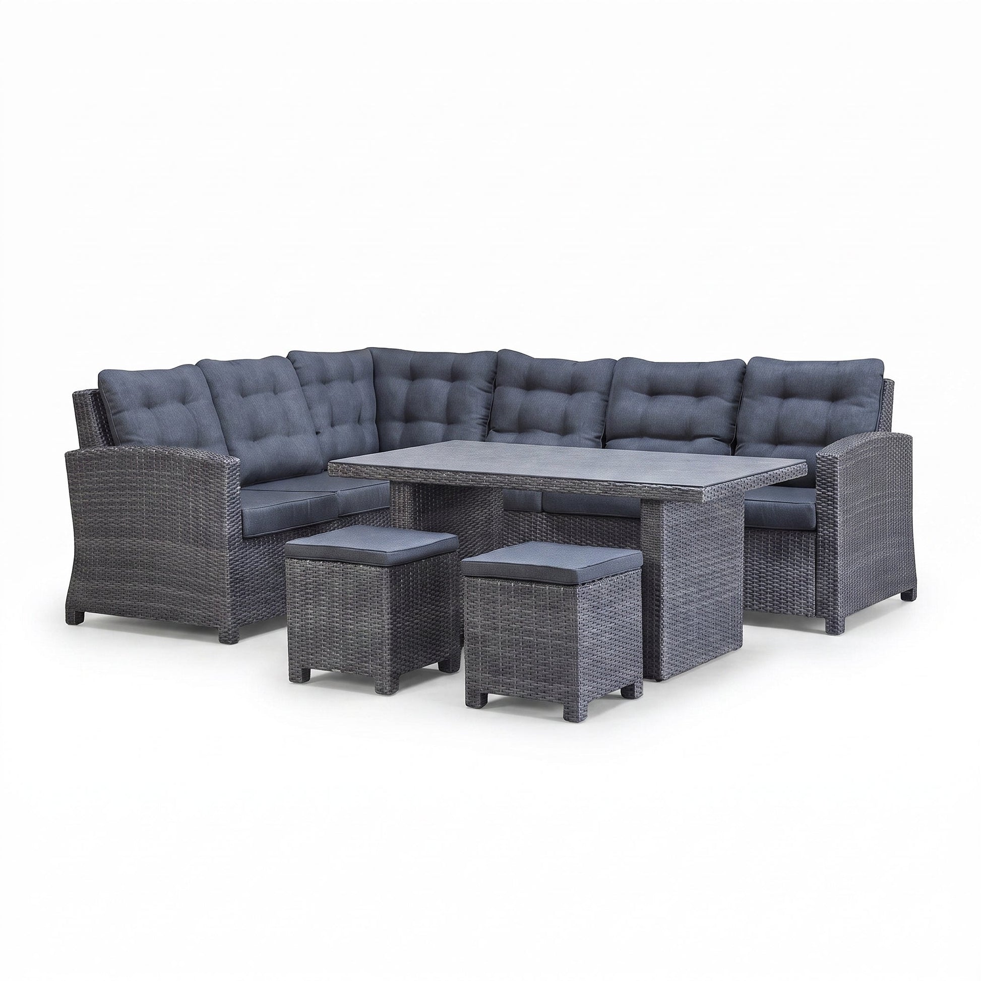 Las Palmas Dining Loungeset - Dark Grey / Hoge tafel, spraystone / Links in einem stimmungsvollen Garten - Outnest