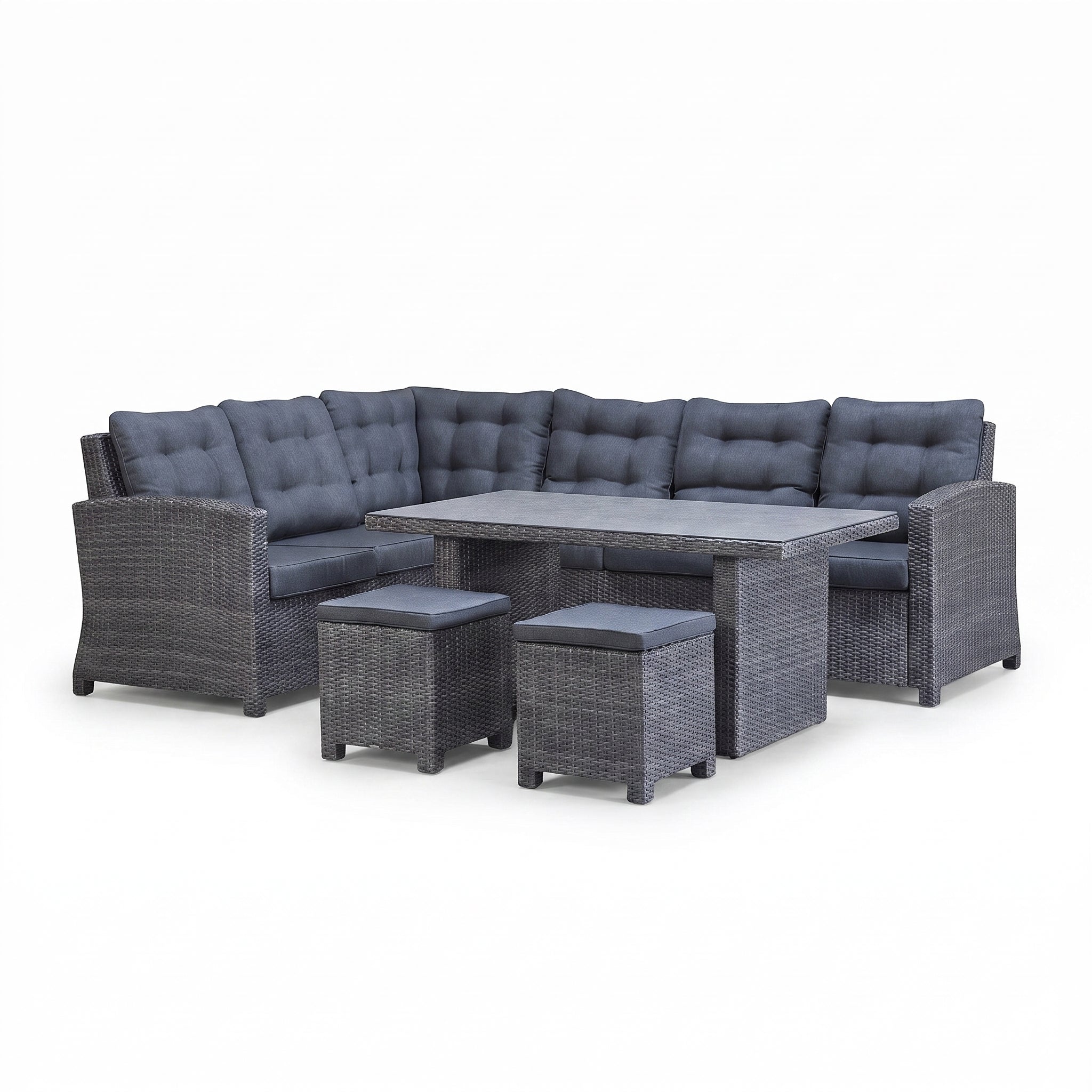 Las Palmas Dining Loungeset - Dark Grey / Hoge tafel, spraystone / Links in einem stimmungsvollen Garten - Outnest