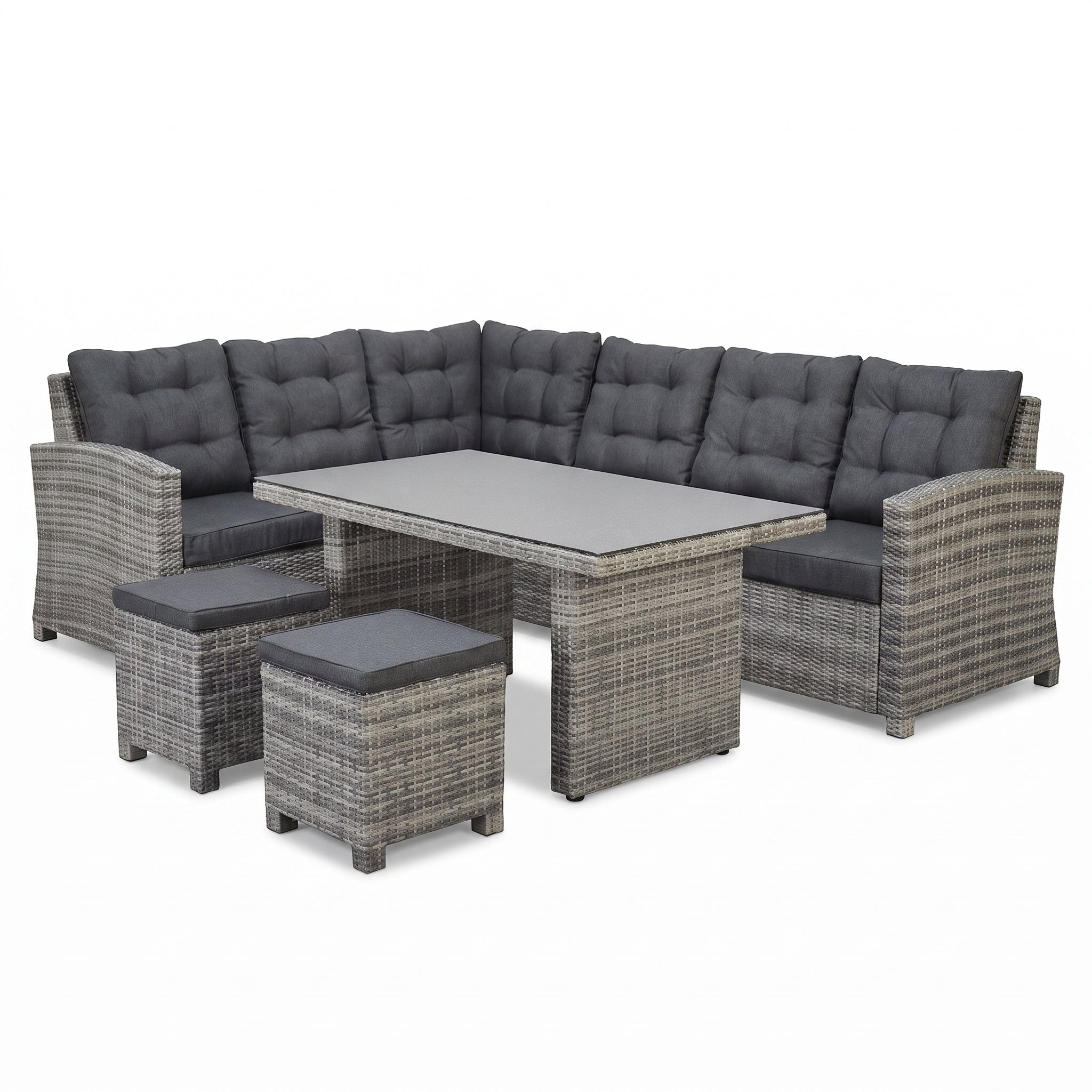 Las Palmas Dining Loungeset - Light Grey / Hoge tafel, spraystone / Links in einem stimmungsvollen Garten - Outnest