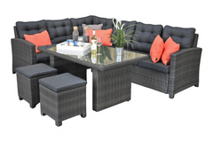 Las Palmas Dining Loungeset - Dark Grey / Hoge tafel, glas / Rechts