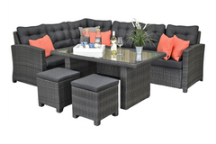 Las Palmas Dining Loungeset - Dark Grey / Hoge tafel, glas / Rechts